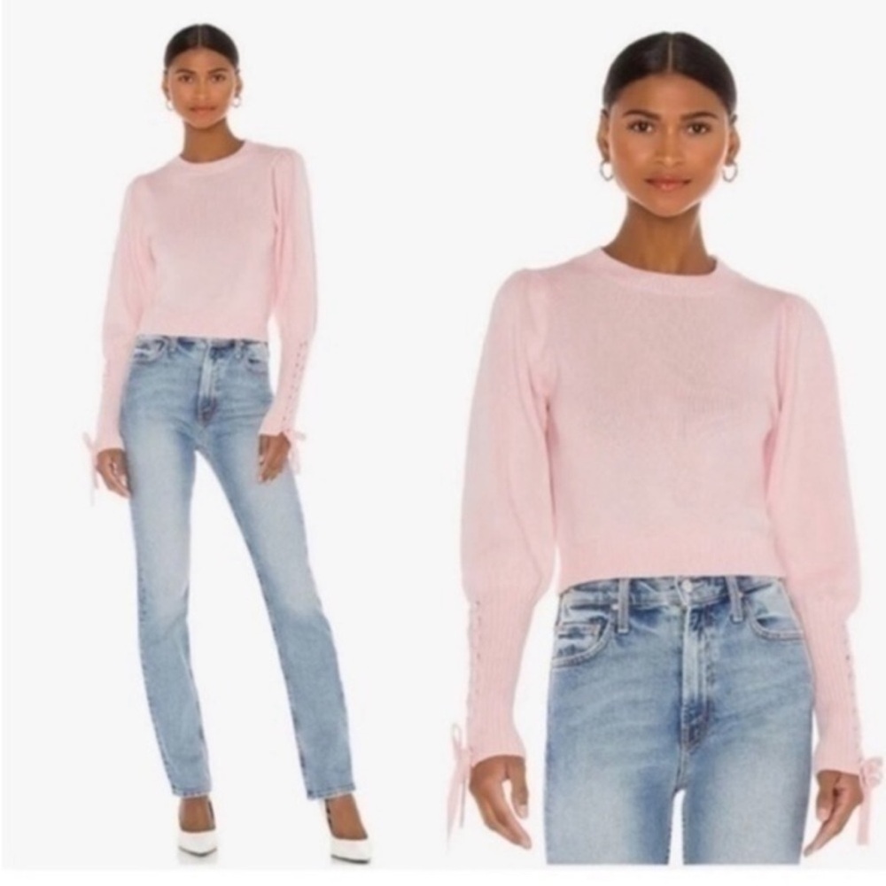 525‎ America Sweater Braided Tie Puff Sleeve Sweater Size Small